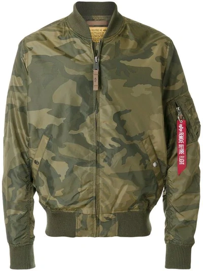 Alpha Industries Camouflage Bomber Jacket - Green