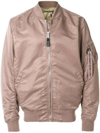 Alpha Industries Ruched Bomber Jacket In Neutrals