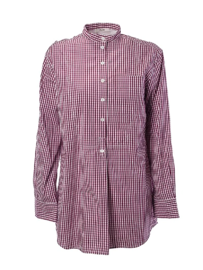 Celine C Line Checkered Masculine Shirt In Bordeaux