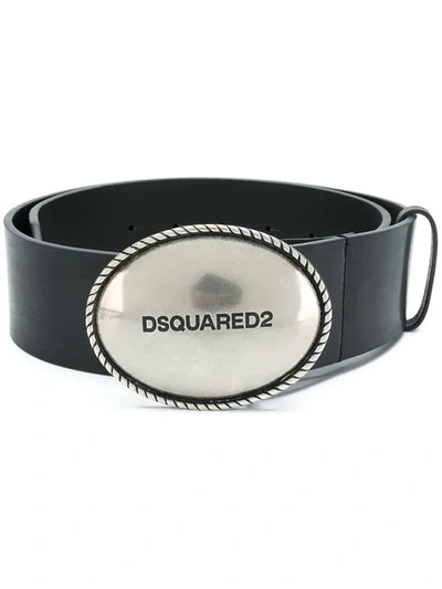 Dsquared2 Wide Logo Buckle Belt In Black