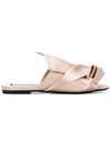 N°21 Satin Flat Bow Mules In Pink