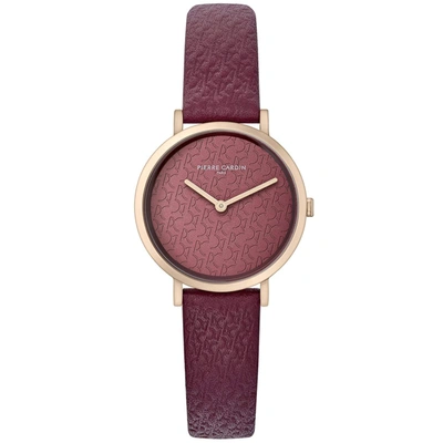 Pierre Cardin Quartz Leather Strap Watches In Purple