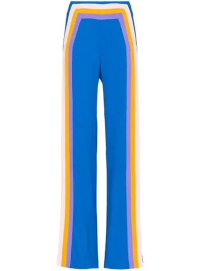 Rosie Assoulin Walk The Plank Striped Crepe Wide-leg Pants In Blue Multicolor