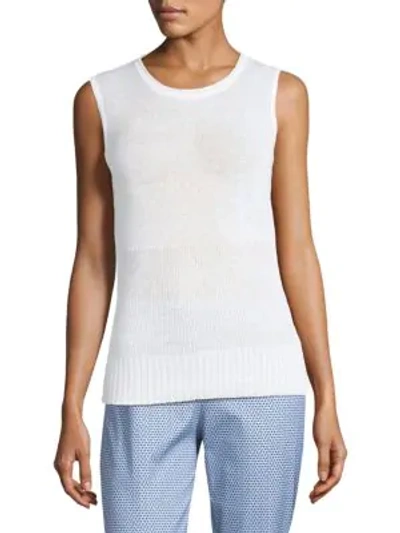 Piazza Sempione Sleeveless Linen Knitted Top In White