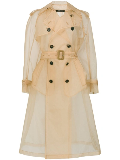 Maison Margiela Belted Organza Trench Coat In Nude