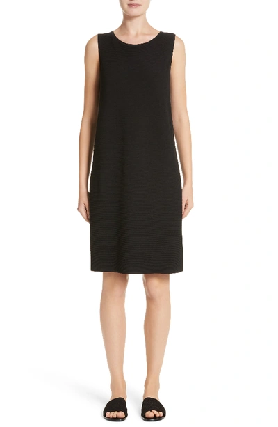 Lafayette 148 Matte Crepe Sweater Dress W/links Stitching In Black