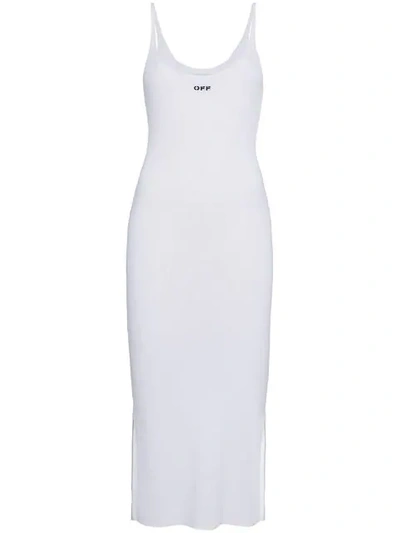 Off-white Ribbed Fitted Dress In White