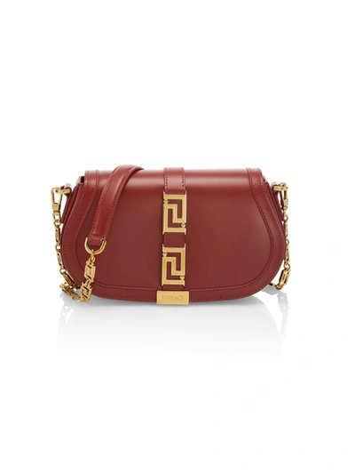Versace Greca Goddess Leather Shoulder Bag In Red