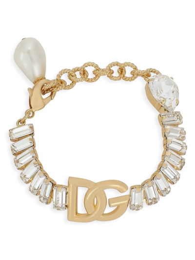 Dolce & Gabbana Goldtone Crystal Logo Bracelet