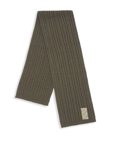 Herno Kid's Wool-blend Cable Knit Monogram Scarf In Military Green