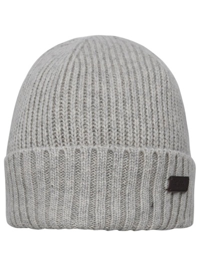 Barbour Logo Patch Knitted Beanie In Navy