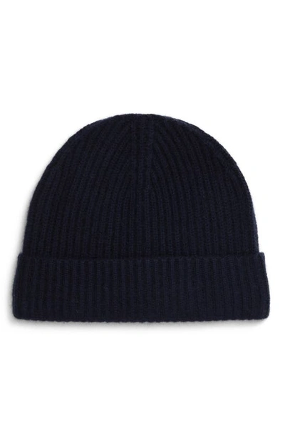 Andrew Stewart Cashmere Ribbed Beanie In 410nvy