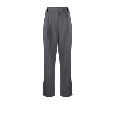 The Frankie Shop Bea Straight-leg High-rise Woven Trousers In Grey
