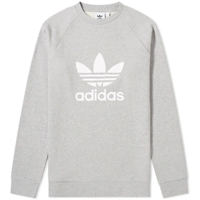 Adidas Originals Adicolor Trefoil Logo Sweat In Gray Cy4573 - Gray In Grey