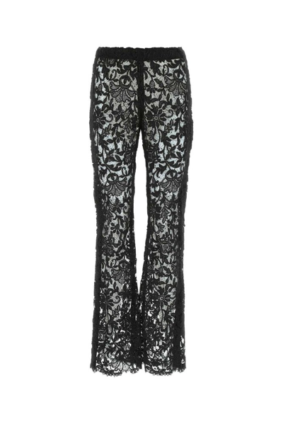 Saint Laurent Guipure Lace Wide-leg Trousers In Black