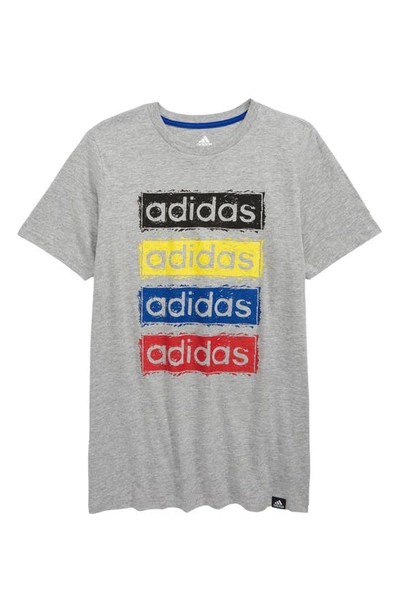 Adidas Originals Kids' Sketchy Linear Heathered Graphic Tee In Grey Heather