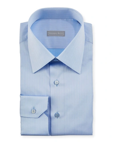 Stefano Ricci Herringbone Dress Shirt, Light Blue