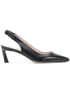 Stuart Weitzman Women's Hayday Leather Slingback Pointed Toe Pumps In Black Tripoli