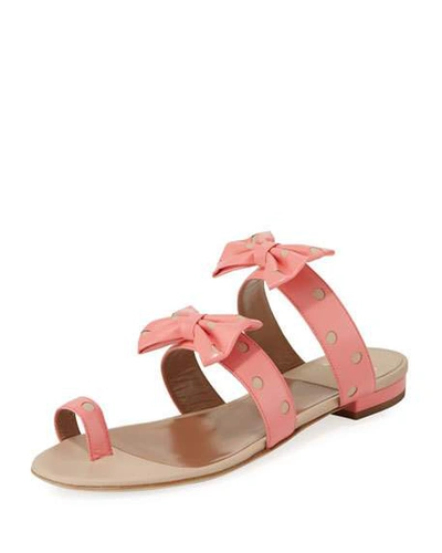 Laurence Dacade Polka-dot Bow Slide Sandal In Pink