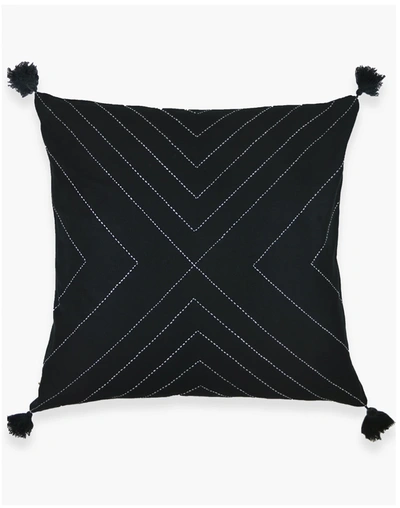 Mw Anchal&reg; Organic Cotton Geometric Tassel Throw Pillow In Black