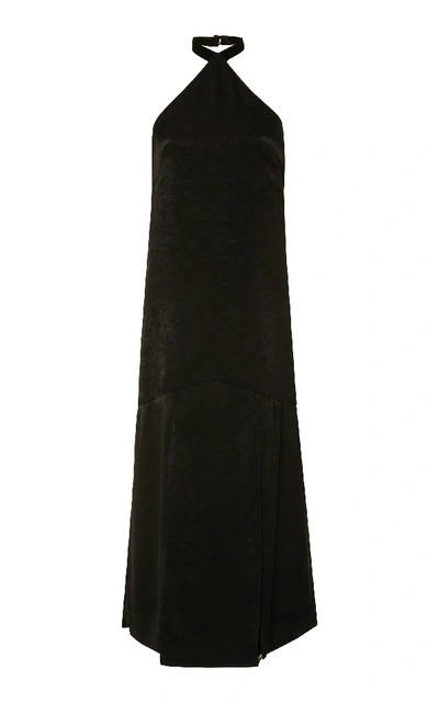 Hensely Halterneck Cotton And Tencel-blend Dress In Black