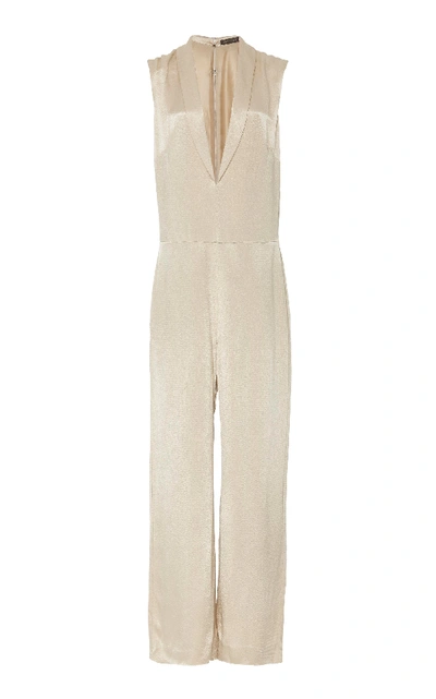 Hensely Plunging Silk Jumpsuit In White