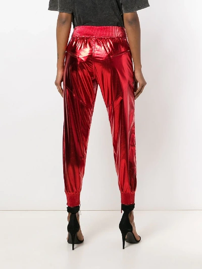 Isabel Marant Aruso Metallic Silk Trousers In Red
