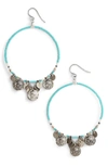 Chan Luu Coin Detail Gypsy Hoops In Turquoise Mix