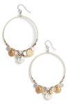 Chan Luu Mix Beaded Multicharm Hoop Earrings In White Mix