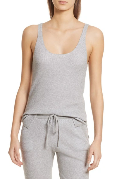 Atm Anthony Thomas Melillo Scoop Neck Cotton & Cashmere Sweater Knit Tank In Heather Grey/ Chalk Combo