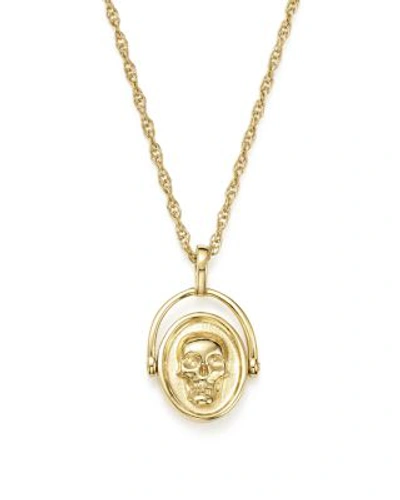 ICONERY X MICHELLE BRANCH 14K YELLOW GOLD HEART AND SKULL SPINNING PENDANT NECKLACE, 16 ICMB101