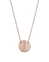 Jane Basch 14k Rose Gold Circle Disc Pendant Necklace With Diamond Initial, 16 In J