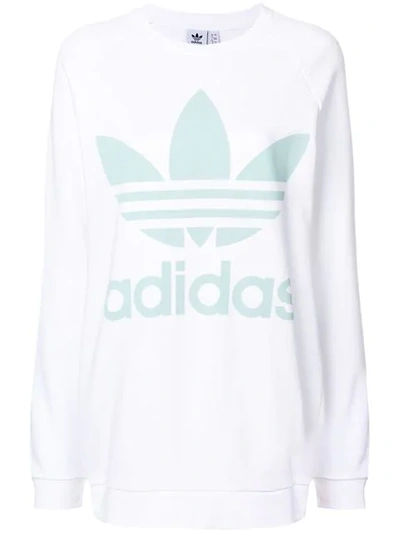 Adidas Originals Women's Originals Oversized Trefoil Crew Sweatshirt, White