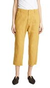 Nili Lotan Luna Cotton & Linen Twill Crop Pants In Mustard