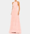 Ieena For Mac Duggal Tiered A-line Halter Gown In Blush