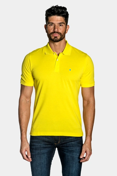 Jared Lang Pima Cotton Bolt Logo Polo T-shirt In Yellow