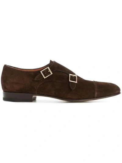 Santoni Vintage Doppel Monk Shoes In Brown