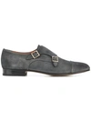 Santoni Vintage Doppel Monk Shoes In Blue