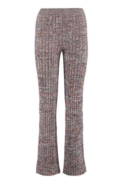 Chloé Knitted Flared Trousers Grey Size M 95% Cashmere, 5% Wool