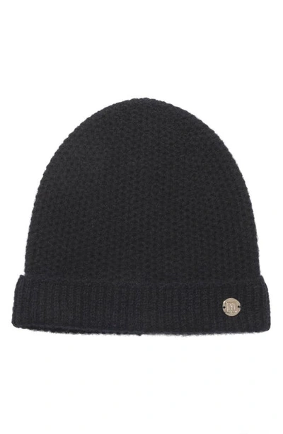 Bruno Magli Honeycomb Knit Cashmere Beanie In Black