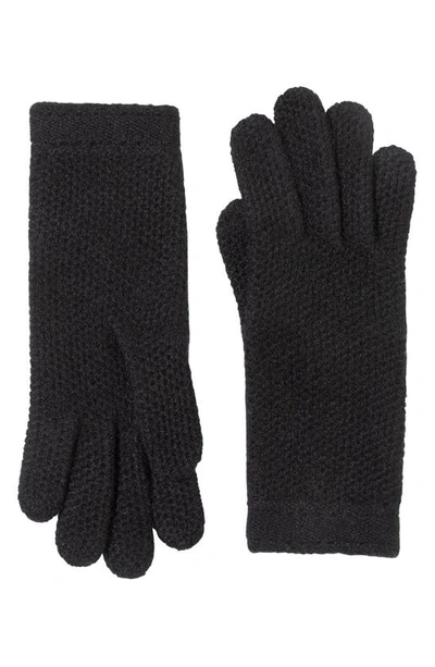 Bruno Magli Cashmere Honeycomb Knit Gloves In Black