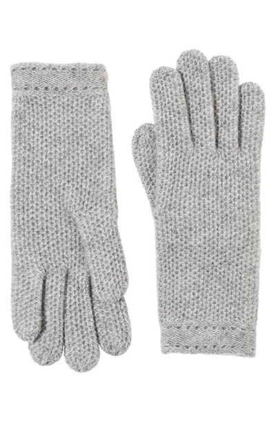 Bruno Magli Cashmere Honeycomb Knit Gloves In Grey