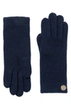 Bruno Magli Cashmere Honeycomb Knit Gloves In Navy