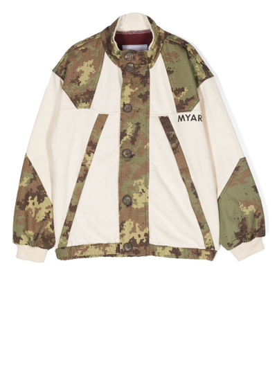 Myar Kids' Camouflage-print Button-up Jacket In Nude