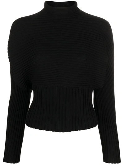 Tory Burch Roll-neck Knitted Jumper In Black