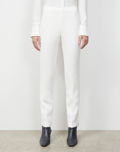 Lafayette 148 Plus-size Finesse Crepe Front Zip Ankle Length Trouser In White