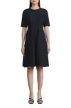 Lafayette 148 Wool-silk Crepe Flared Dress In Black