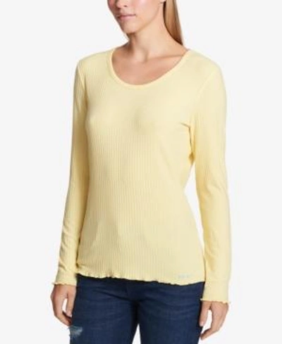 Dkny Ribbed T-shirt In Pale Yellow