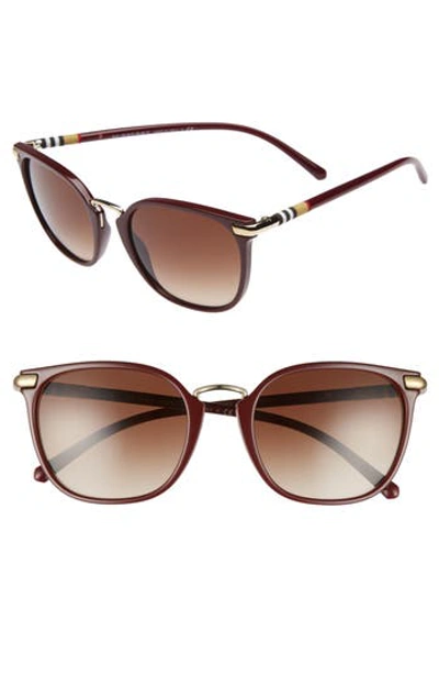 Burberry 53mm Gradient Square Sunglasses - Bordeaux In Red / Brown Gradient