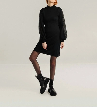Molly Bracken Mini Sweater Dress With Veil Sleeves In Black